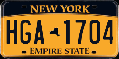 NY license plate HGA1704