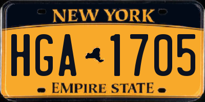 NY license plate HGA1705