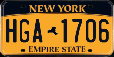 NY license plate HGA1706