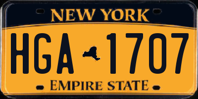 NY license plate HGA1707