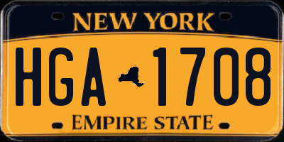 NY license plate HGA1708