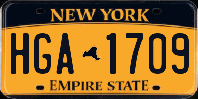 NY license plate HGA1709