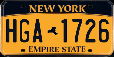 NY license plate HGA1726