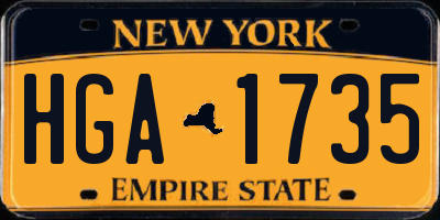 NY license plate HGA1735