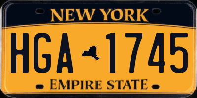 NY license plate HGA1745