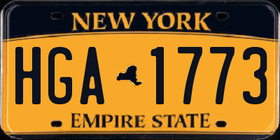 NY license plate HGA1773