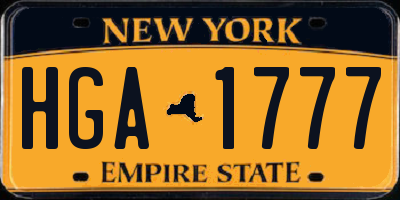 NY license plate HGA1777
