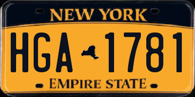 NY license plate HGA1781