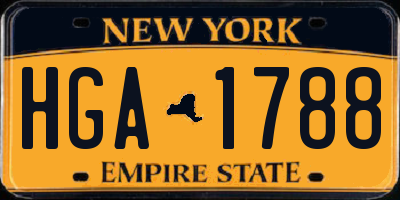 NY license plate HGA1788