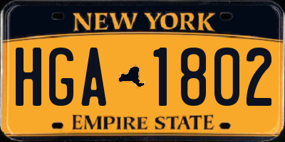 NY license plate HGA1802