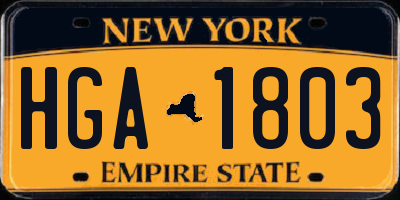 NY license plate HGA1803