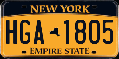 NY license plate HGA1805