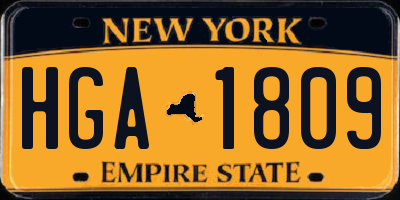 NY license plate HGA1809