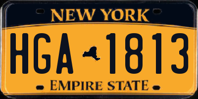 NY license plate HGA1813