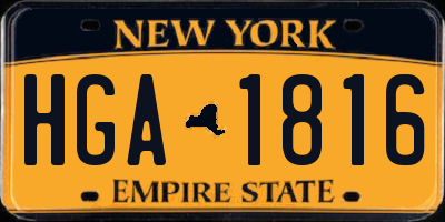 NY license plate HGA1816