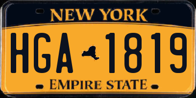 NY license plate HGA1819