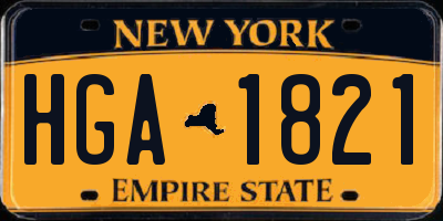 NY license plate HGA1821