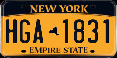 NY license plate HGA1831