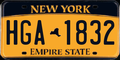 NY license plate HGA1832