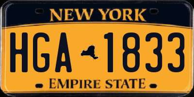 NY license plate HGA1833