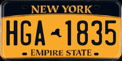 NY license plate HGA1835