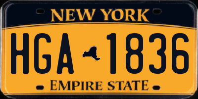 NY license plate HGA1836