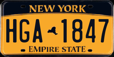 NY license plate HGA1847