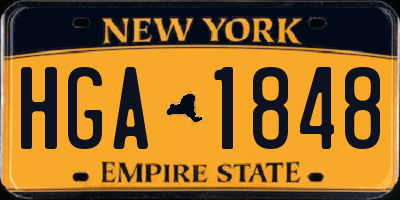 NY license plate HGA1848