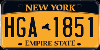 NY license plate HGA1851