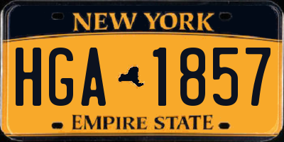 NY license plate HGA1857