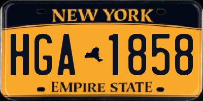 NY license plate HGA1858