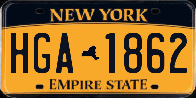 NY license plate HGA1862