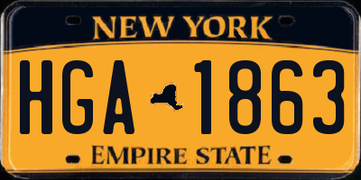 NY license plate HGA1863