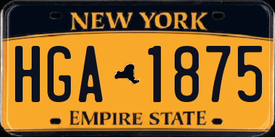 NY license plate HGA1875