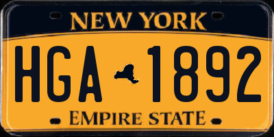 NY license plate HGA1892