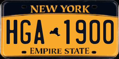NY license plate HGA1900