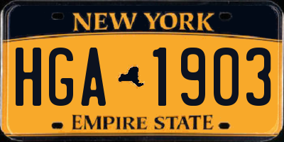 NY license plate HGA1903