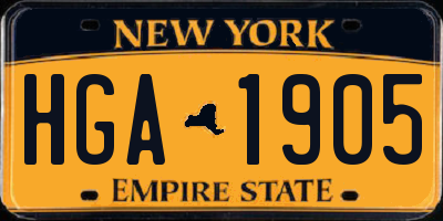 NY license plate HGA1905