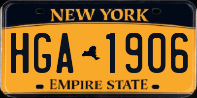 NY license plate HGA1906