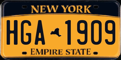 NY license plate HGA1909