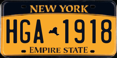 NY license plate HGA1918