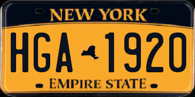 NY license plate HGA1920