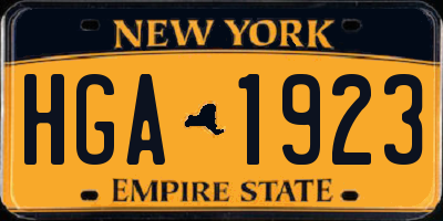 NY license plate HGA1923