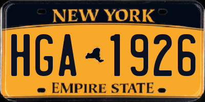 NY license plate HGA1926