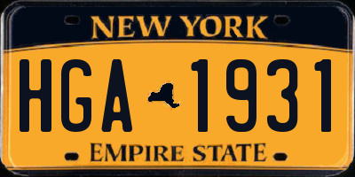 NY license plate HGA1931