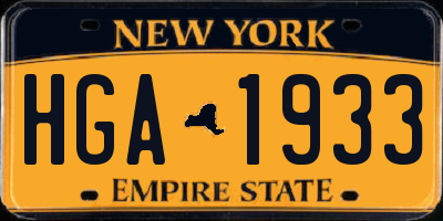 NY license plate HGA1933