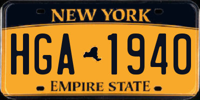 NY license plate HGA1940