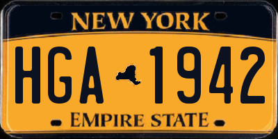 NY license plate HGA1942