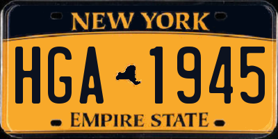 NY license plate HGA1945