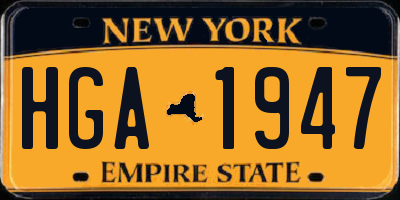 NY license plate HGA1947